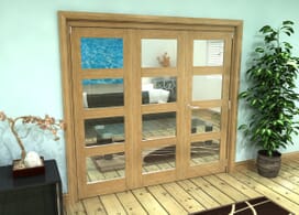 Glazed Oak Prefinished 3 Door 4l Roomfold Grande (2 + 1 X 686mm Doors) Image