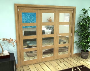 Glazed Oak Prefinished 3 Door 4L Roomfold Grande (2 + 1 x 686mm Doors)