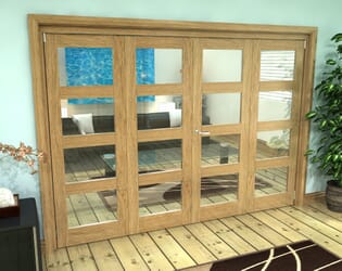Glazed Oak Prefinished 4 Door 4L Roomfold Grande (2 + 2 x 686mm Doors)