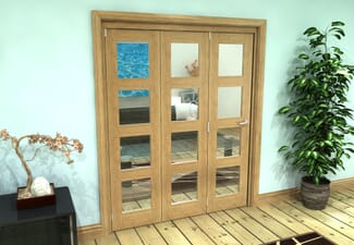 Glazed Oak Prefinished 3 Door 4L Roomfold Grande (3 + 0 x 533mm Doors)