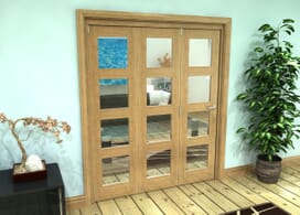 Glazed Oak Prefinished 3 Door 4l Roomfold Grande 1800mm (6ft) Set Image