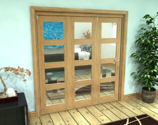 Glazed Oak Prefinished 3 Door 4L Roomfold Grande (3 + 0 x 610mm Doors)