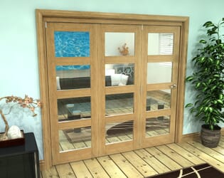 Glazed Oak Prefinished 3 Door 4L Roomfold Grande (3 + 0 x 686mm Doors)