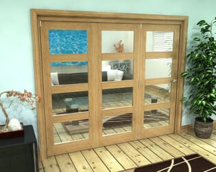 Glazed Oak Prefinished 3 Door 4L Roomfold Grande (3 + 0 x 762mm Doors)