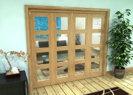 Glazed Oak Prefinished 4 Door 4l Roomfold Grande 2400mm (8ft) 3 + 1 Set Image