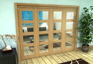 Glazed Oak Prefinished 4 Door 4L Roomfold Grande (3 + 1 x 610mm Doors)