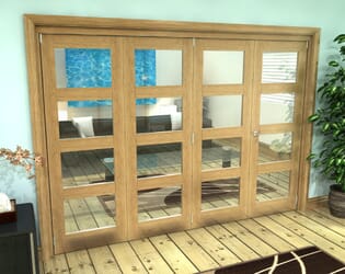 Glazed Oak Prefinished 4 Door 4L Roomfold Grande (3 + 1 x 686mm Doors)