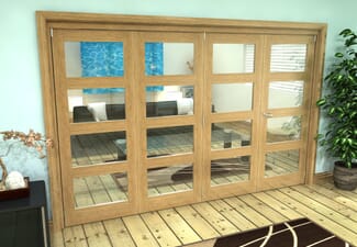 Glazed Oak Prefinished 4 Door 4L Roomfold Grande (3 + 1 x 762mm Doors)