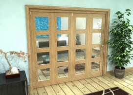 Glazed Oak Prefinished 4 Door 4l Roomfold Grande 2400mm (8ft) 4 + 0 Set Image