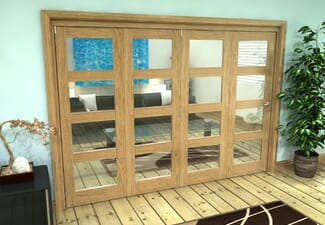 Glazed Oak Prefinished 4 Door 4L Roomfold Grande (4 + 0 x 686mm Doors)