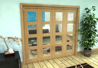 Glazed Oak Prefinished 4 Door 4L Roomfold Grande (4 + 0 x 762mm Doors)