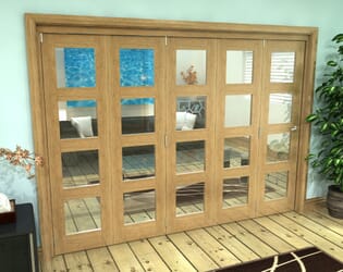 Glazed Oak Prefinished 5 Door 4L Roomfold Grande (5 + 0 x 533mm Doors)