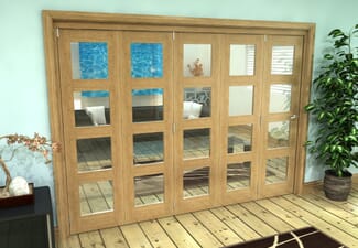 Glazed Oak Prefinished 5 Door 4L Roomfold Grande 3000mm (10ft) 5 + 0 Set