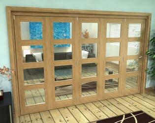 Glazed Oak Prefinished 5 Door 4L Roomfold Grande (5 + 0 x 610mm Doors)