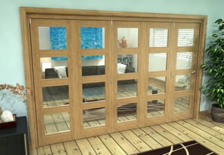 Glazed Oak Prefinished 5 Door 4L Roomfold Grande (5 + 0 x 686mm Doors)