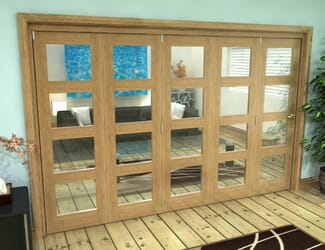 Oak 4L Roomfold Grande  Prefinished Internal Bifold Doors with Clear Glass