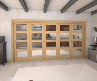 Oak 4L Roomfold Grande Prefinished Internal Bifold Doors with Clear Glass