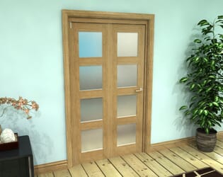 Frosted Glazed Oak Prefinished 2 Door 4L Roomfold Grande (2 + 0 x 533mm Doors)