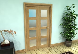 Frosted Glazed Oak Prefinished 2 Door 4L Roomfold Grande (2 + 0 x 533mm Doors)