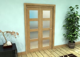Frosted Glazed Oak Prefinished 2 Door 4l Roomfold Grande (2 + 0 X 573mm Doors) Image