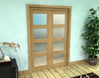 Frosted Glazed Oak Prefinished 2 Door 4L Roomfold Grande (2 + 0 x 610mm Doors)