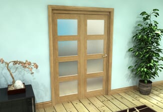 Frosted Glazed Oak Prefinished 2 Door 4L Roomfold Grande (2 + 0 x 610mm Doors)