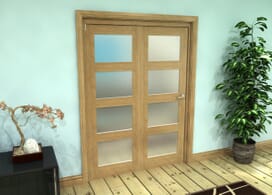 Frosted Glazed Oak Prefinished 2 Door 4l Roomfold Grande (2 + 0 X 686mm Doors) Image
