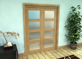 Frosted Glazed Oak Prefinished 2 Door 4l Roomfold Grande (2 + 0 X 762mm Doors) Image