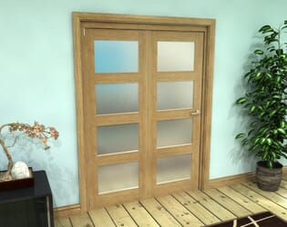 Frosted Glazed Oak Prefinished 2 Door 4L Roomfold Grande (2 + 0 x 762mm Doors)