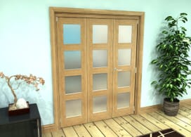 Frosted Glazed Oak Prefinished 3 Door 4l Roomfold Grande (2 + 1 X 533mm Doors) Image