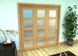Frosted Glazed Oak Prefinished 3 Door 4l Roomfold Grande (2 + 1 X 610mm Doors) Image