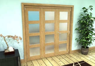 Frosted Glazed Oak Prefinished 3 Door 4L Roomfold Grande (2 + 1 x 610mm Doors)