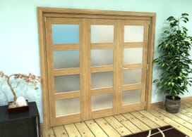 Frosted Glazed Oak Prefinished 3 Door 4l Roomfold Grande (2 + 1 X 686mm Doors) Image