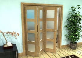 Frosted Glazed Oak Prefinished 3 Door 4l Roomfold Grande (2 + 1 X 762mm Doors) Image