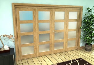 Frosted Glazed Oak Prefinished 4 Door 4L Roomfold Grande (2 + 2 x 610mm Doors)