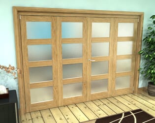 Frosted Glazed Oak Prefinished 4 Door 4L Roomfold Grande (2 + 2 x 762mm Doors)