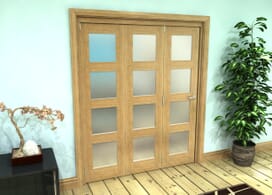 Frosted Glazed Oak Prefinished 3 Door 4l Roomfold Grande 1800mm (6ft) Set Image