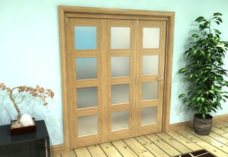 Frosted Glazed Oak Prefinished 3 Door 4L Roomfold Grande 1800mm (6ft) Set