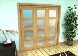 Frosted Glazed Oak Prefinished 3 Door 4l Roomfold Grande (3 + 0 X 610mm Doors) Image