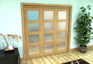 Frosted Glazed Oak Prefinished 3 Door 4L Roomfold Grande (3 + 0 x 610mm Doors)