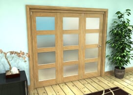 Frosted Glazed Oak Prefinished 3 Door 4l Roomfold Grande (3 + 0 X 686mm Doors) Image
