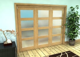Frosted Glazed Oak Prefinished 3 Door 4l Roomfold Grande (3 + 0 X 762mm Doors) Image
