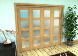 Frosted Glazed Oak Prefinished 4 Door 4l Roomfold Grande (3 + 1 X 533mm Doors) Image