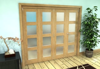 Frosted Glazed Oak Prefinished 4 Door 4L Roomfold Grande (3 + 1 x 533mm Doors)
