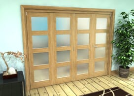 Frosted Glazed Oak Prefinished 4 Door 4l Roomfold Grande 2400mm (8ft) 3 + 1 Set Image