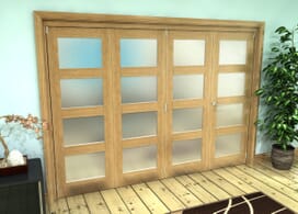 Frosted Glazed Oak Prefinished 4 Door 4l Roomfold Grande (3 + 1 X 686mm Doors) Image