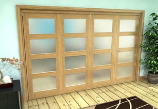Frosted Glazed Oak Prefinished 4 Door 4L Roomfold Grande (3 + 1 x 762mm Doors)