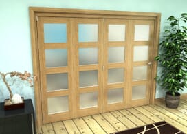Frosted Glazed Oak Prefinished 4 Door 4l Roomfold Grande (4 + 0 X 610mm Doors) Image