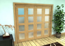 Frosted Glazed Oak Prefinished 4 Door 4l Roomfold Grande (4 + 0 X 762mm Doors) Image