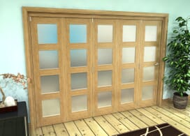 Frosted Glazed Oak Prefinished 5 Door 4l Roomfold Grande (5 + 0 X 533mm Doors) Image